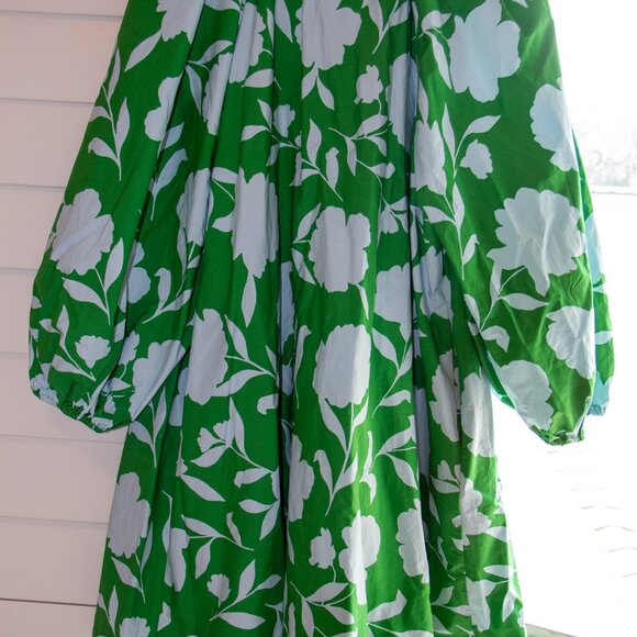 Kate Spade X Target Poplin Dress Long Sleeve Mini Rose Floral Green Blue, Size L - Picture 5 of 7